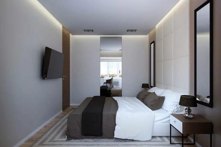 Планировка спальня 10 кв Apartment in Saint Petersburg by GEOMETRIUM (7) HomeDSGN Appartement ontwerp, He