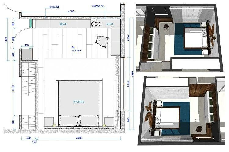 Планировка спальня 3.5 на 3.5 Планировка спальни 4х4 метра - Дом Мебели.ру