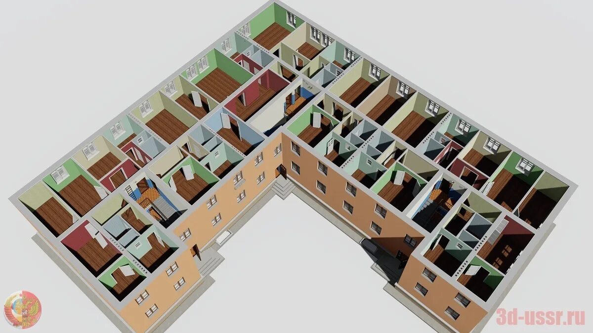 Планировка сталинок фото 3d-модель угловой сталинки серии 1-255-3