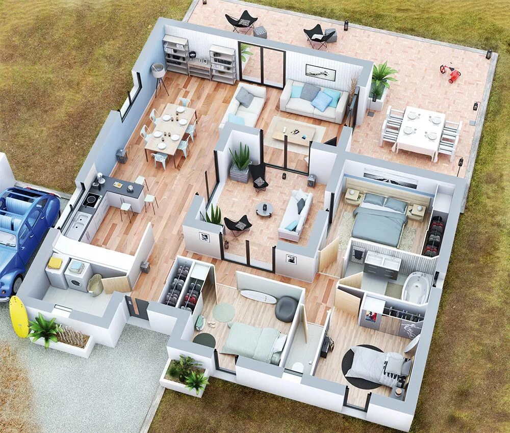 Планировка строения дома Épinglé sur plan