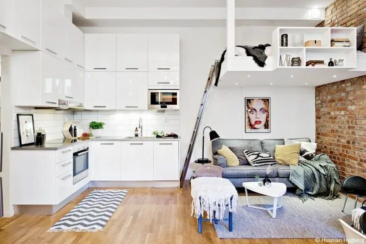 Планировка студии дизайн фото Hoogslaper voor volwassenen Espaços pequenos, Apartamentos pequenos, Decoração a