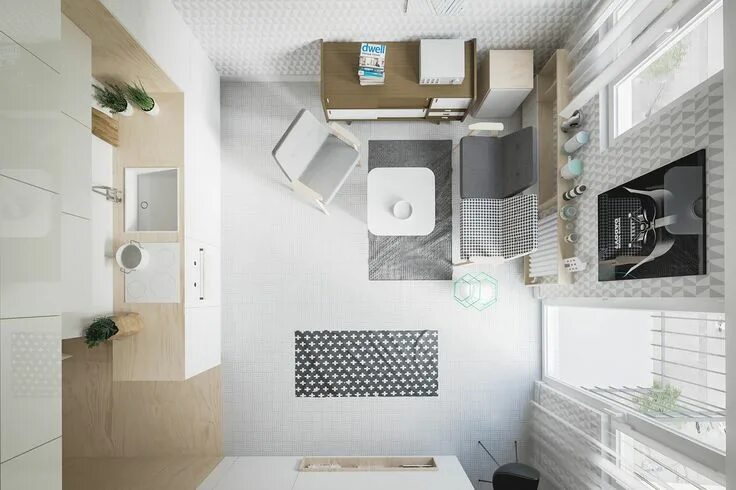 Планировка студий 20 кв м фото Проект малогабаритной квартиры-студии 20 кв. м. Design petite maison, Amenagemen