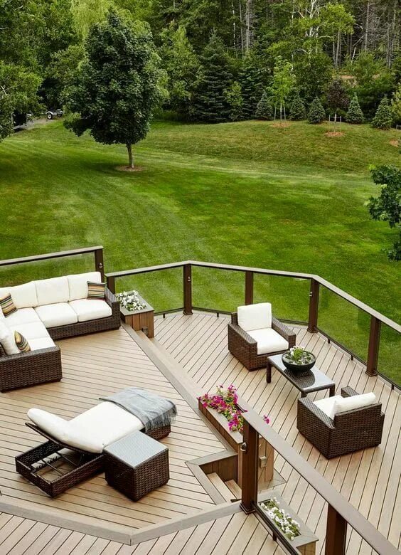Планировка террасы фото Cómo hacer un deck de madera: *Mira estas ideas! Patio, Backyard patio, Backyard