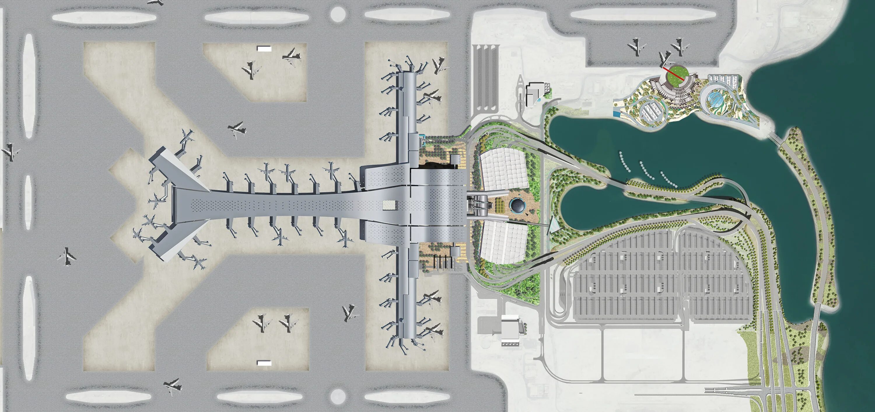 Планировка территории аэропорта Idea 2152069: Hamad International Airport by HOK in Doha, Qatar - Architizer