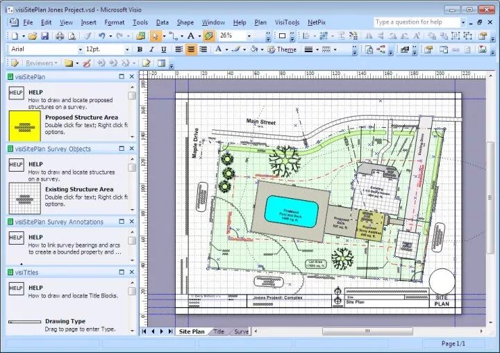 Планировка территории программа VisiSitePlan Set Visio App For Surveys And Site Plans - Free Visio Stencils Shap