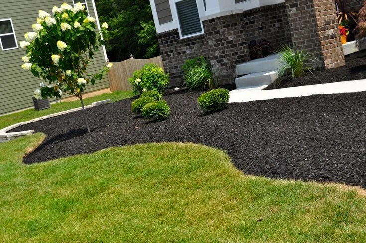 Планировка территории щебнем Black Colored Mulch Indianapolis Mulch McCarty Mulch Landscape design, Front yar