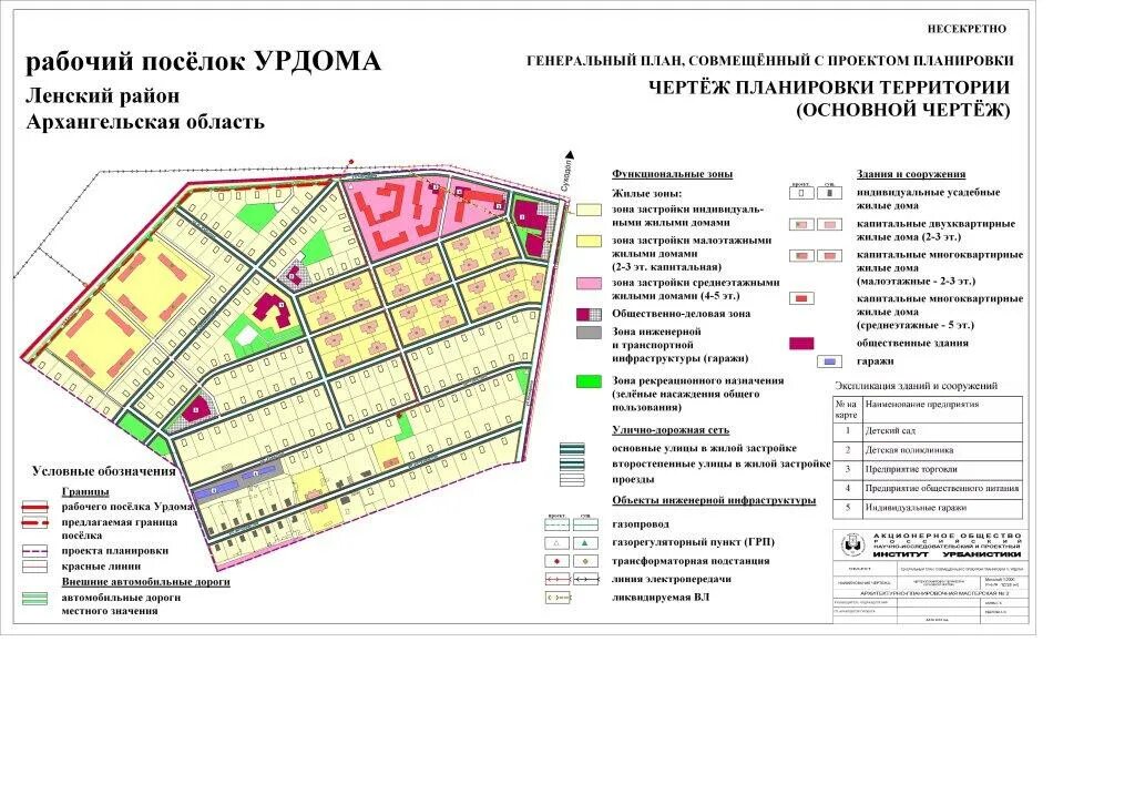 Планировка территорий поселений Генплан, совмещенный с проектом планировки поселка Урдома