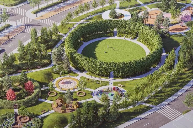 Планировка территорий рекреационных зон Новый российский город Доброград Landscape architecture plan, Futuristic archite