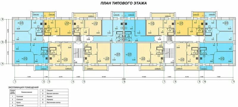 Планировка типового этажа первомайская 11 Ориентир: Медицинская, 13а северо-западнее - поз. 1 --- // Медицинская, 11а