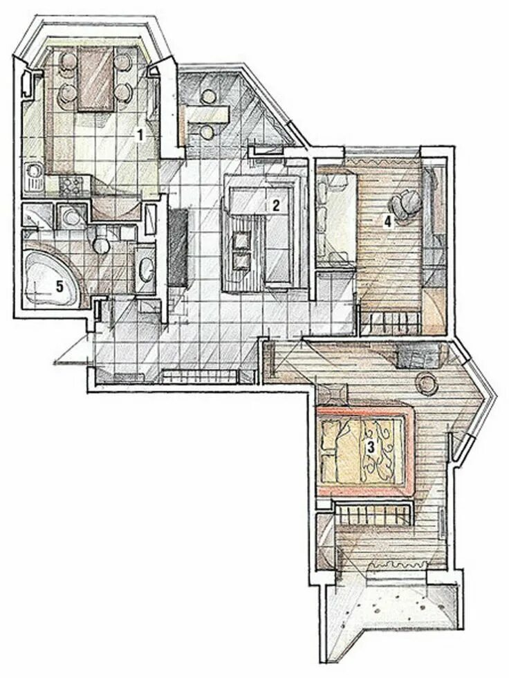 Планировка торцевой квартиры Пин на доске Home План дома, Планировки, Дизайн