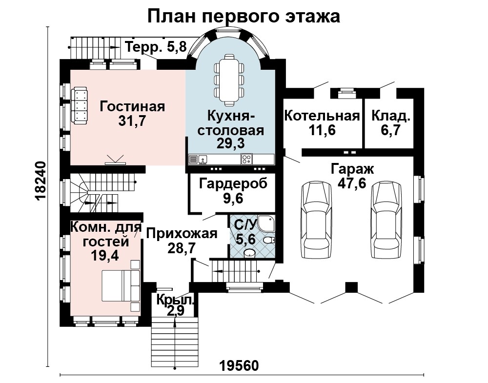 Планировка трехэтажного дома Проект большого кирпичного дома AS-2310 с тремя этажами