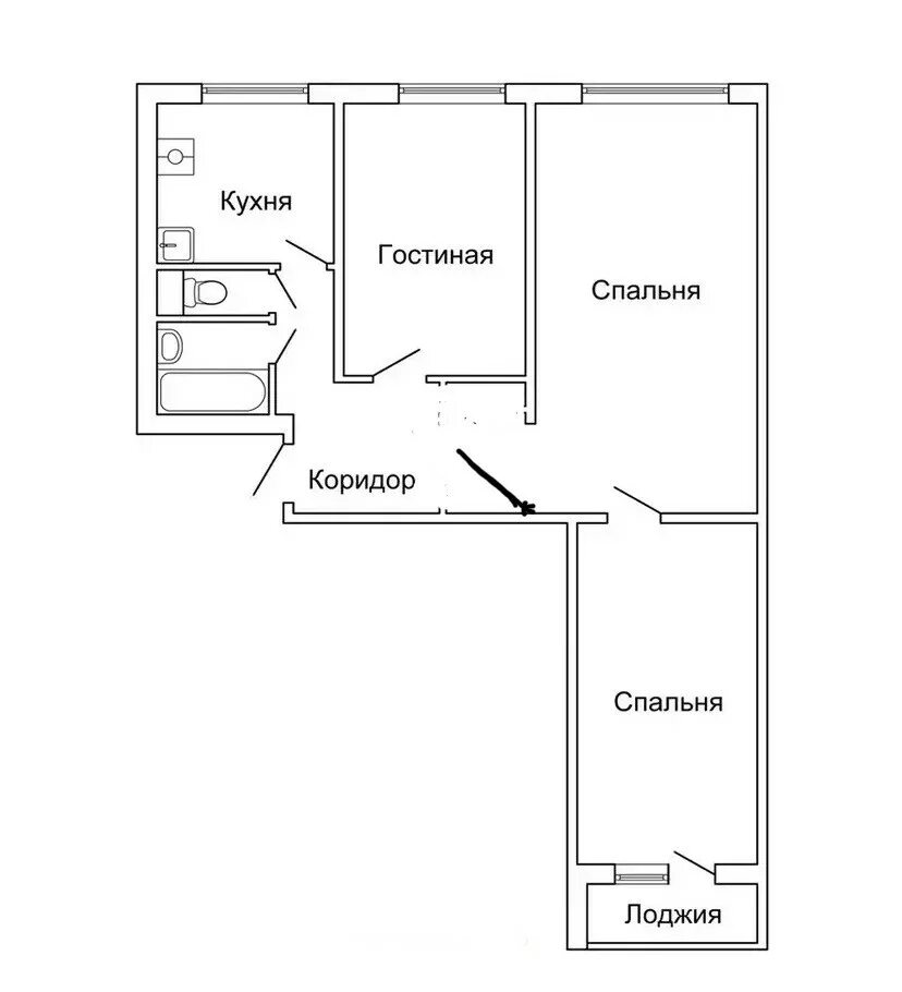 Планировка трехкомнатной квартиры Купить 3-комнатную квартиру, 58.6 м² по адресу Москва, 2-я Хуторская улица, 27, 
