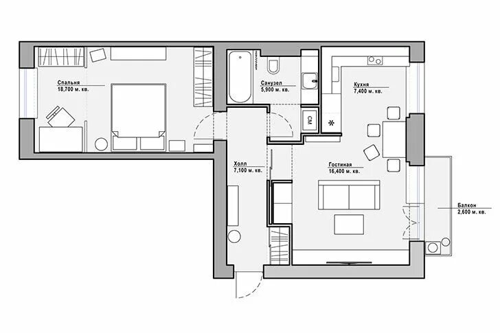 Планировка трехкомнатной квартиры кухня гостиная Scandinavian touches in Moscow apartment (62 sqm) )◾ Photos ◾ Ideas ◾ Design Пла