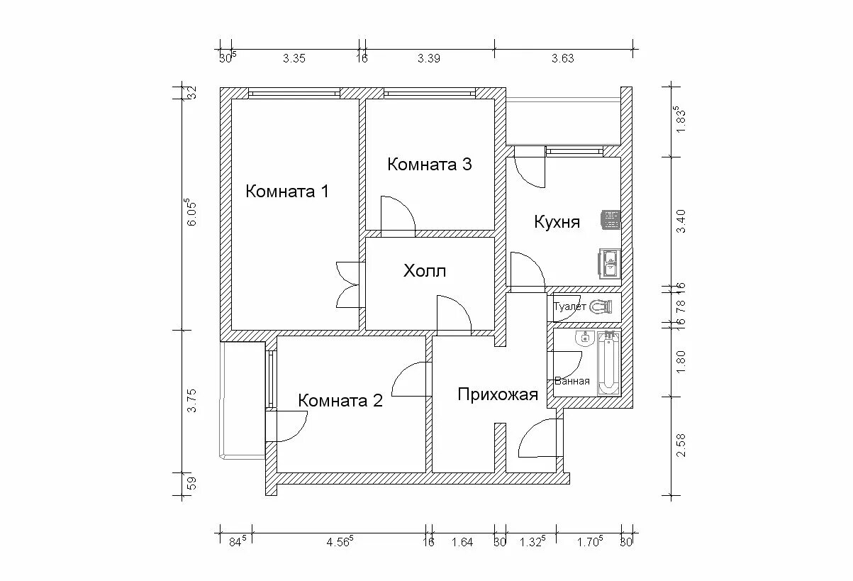 Планировка трехкомнатной квартиры с размерами ЖК Западный город, Краснодар Официальный сайт застройщиков