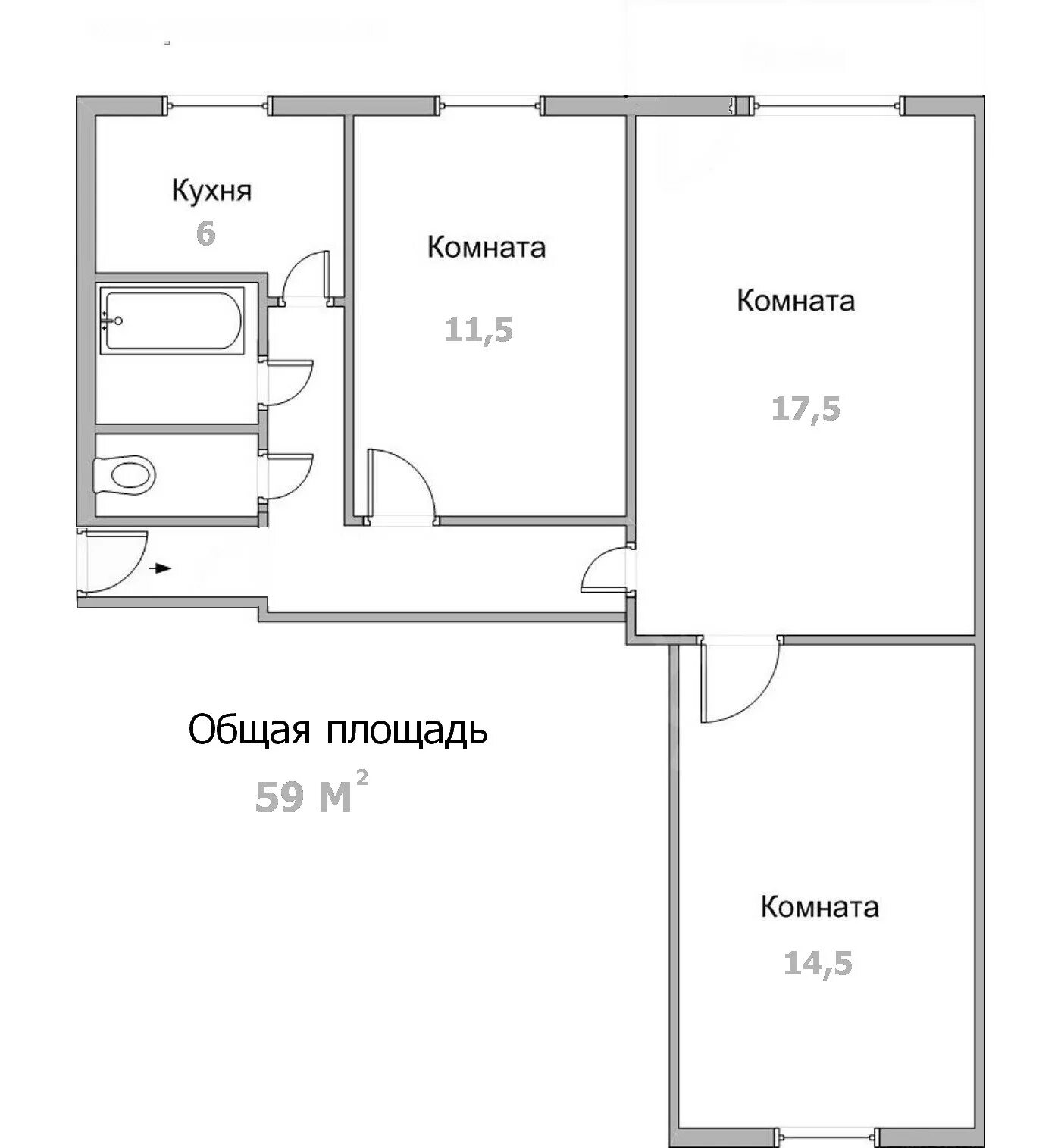 Планировка трехкомнатной квартиры в панельном доме Купить 3-комнатную квартиру, 59 м² по адресу Тула, улица Гастелло, 40, 1 этаж за