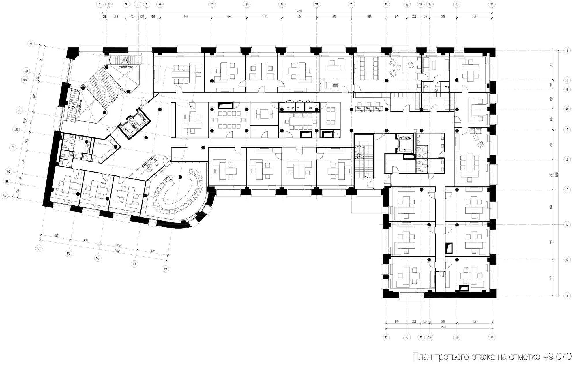 Планировка третьего этажа Gallery of Reconstruction of Soviet Factory for a Business Centre / kleinewelt a