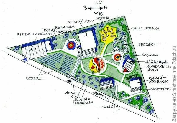 Планировка треугольного участка Pin em планировка участка треугольной формы Arquitetura moderna, Arquitetura