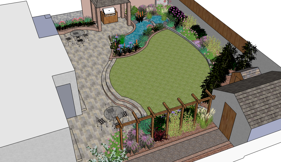 Планировка участка под горизонтальную плоскость с решением Garden Design in Greystones Garden design, Garden design plans, Simple garden de