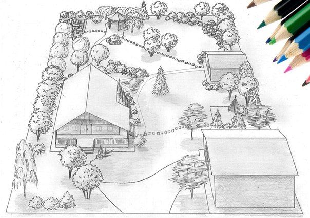 Планировка участка рисунок Новости Sketches, Vintage life, Garden planing