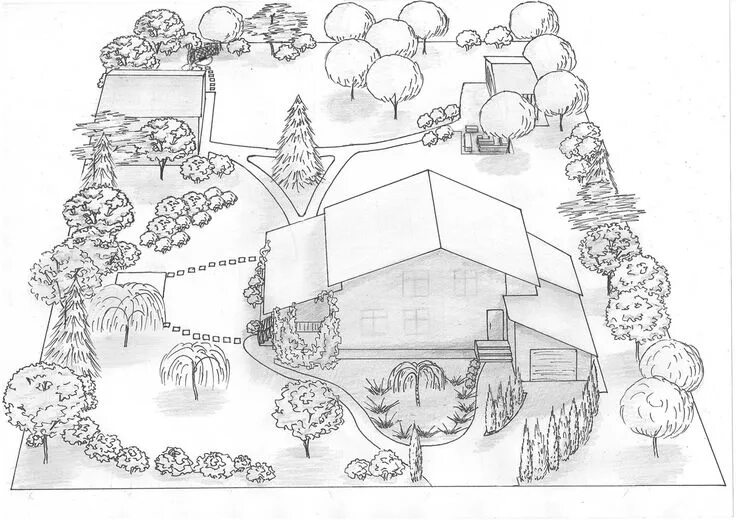 Планировка участка рисунок ландшафтный дизайн участка 15 соток - Поиск в Google Sketch inspiration, Landsca