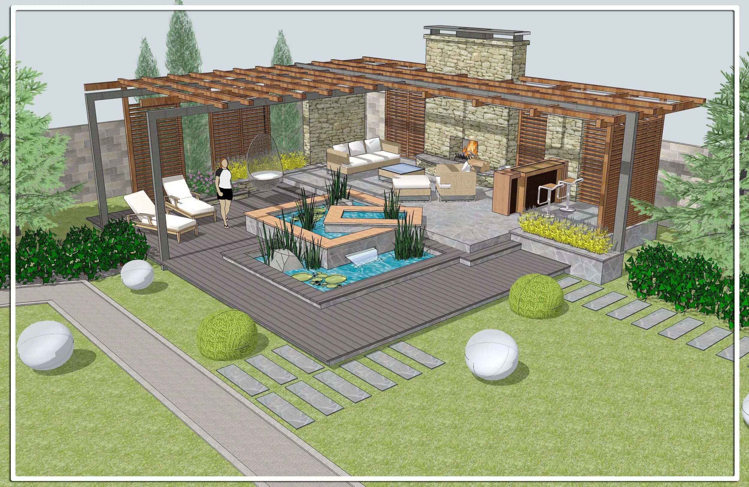 Планировка участка с домом и беседкой форэскиз сада Garden design plans, Luxury garden, Landscape plans