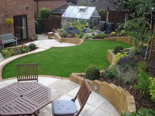 Планировка участка с небольшим уклоном More fun with slopes Lush Garden Design Sloped backyard, Sloped backyard landsca