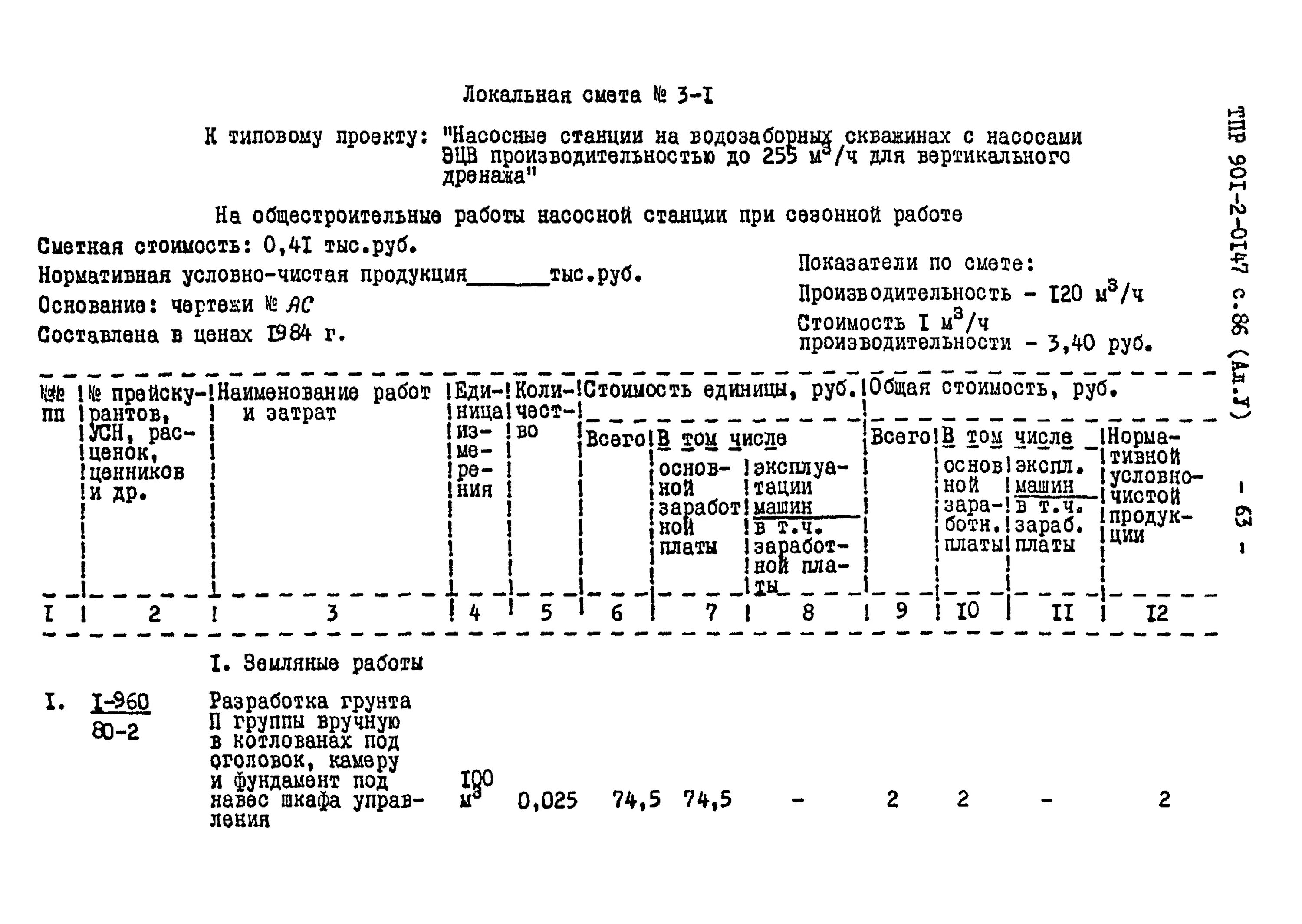 Планировка участка смета Скачать Типовые проектные решения 901-2-0147с.86 Альбом V. Сметы