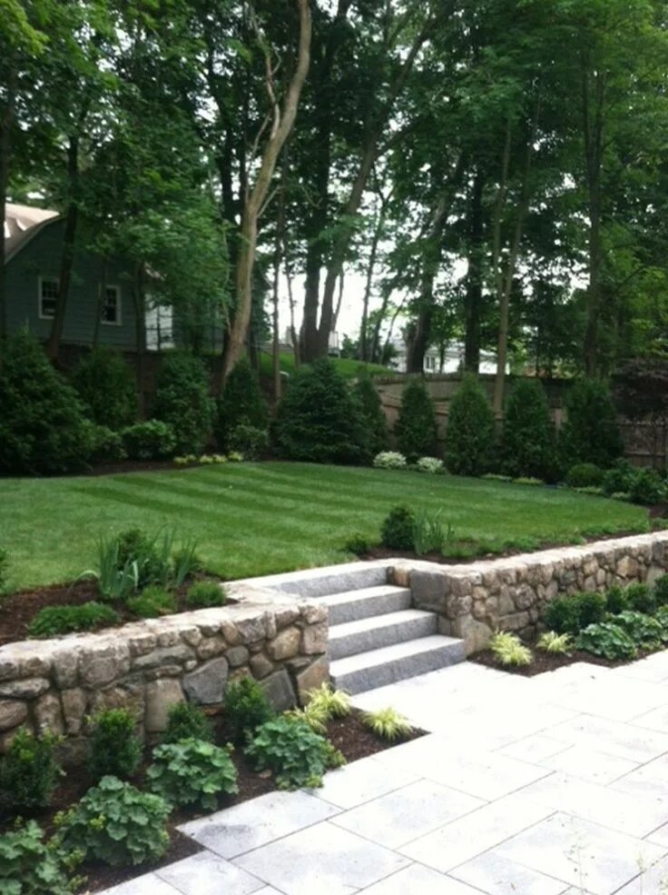 Планировка участка со склоном 46 Backyard Landscaping Along Fence Plants Retaining Walls - SILAHSILAH.COM Slop