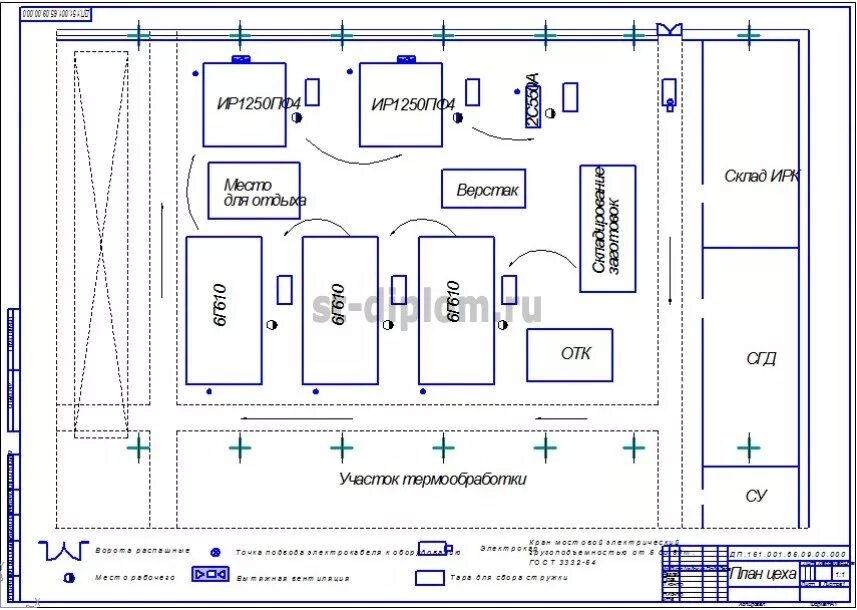 Планировка участка цеха Дипломные работы технология машиностроения Повышение эффективности изготовления 