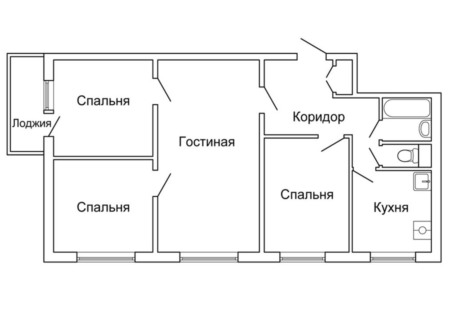 Планировка угловой 4 комнатной квартиры Купить 4-комнатную квартиру, 64.8 м² по адресу Москва, Батайский проезд, 9, 1 эт