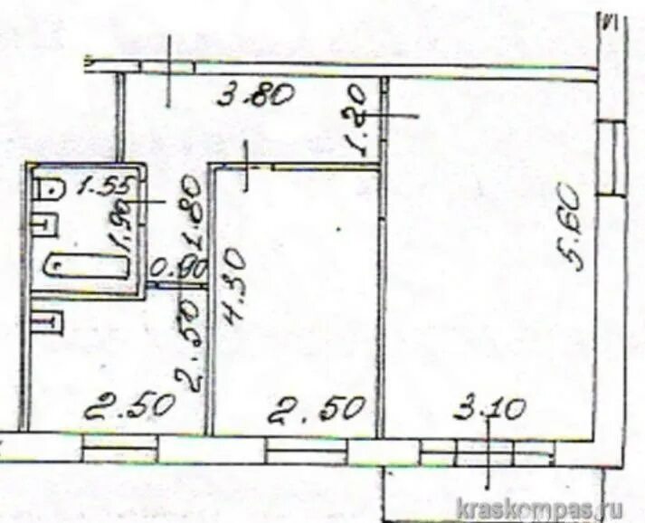 Планировка угловой хрущевки 2 комнаты Купить 2-комнатную квартиру, 46 м² по адресу Орёл, улица Цветаева, 42, 2 этаж за