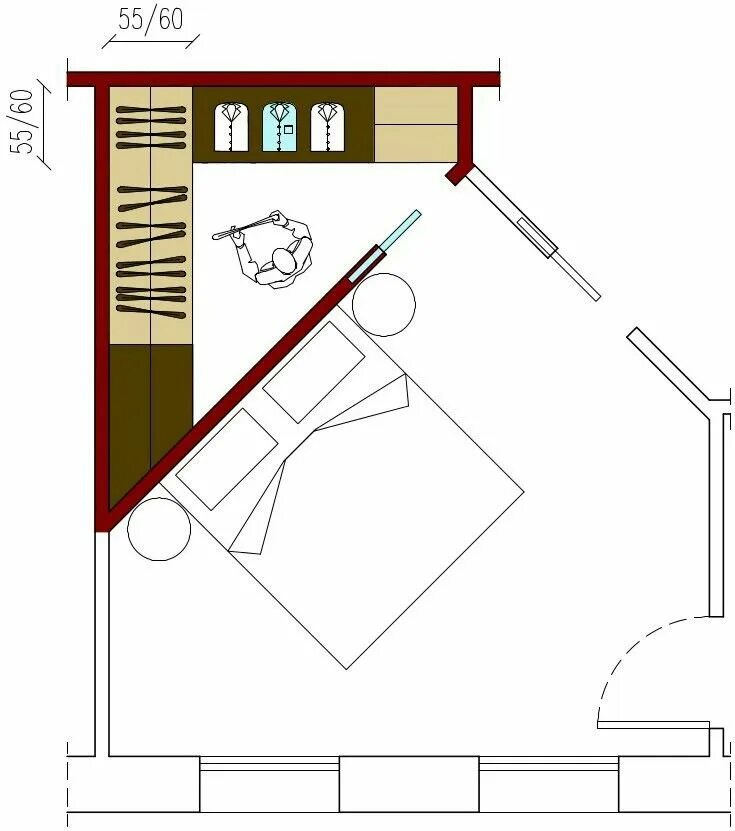 Планировка угловой комнаты Pin di terry su Arredo interni Cabina armadio, Armadio angolare, Cabina