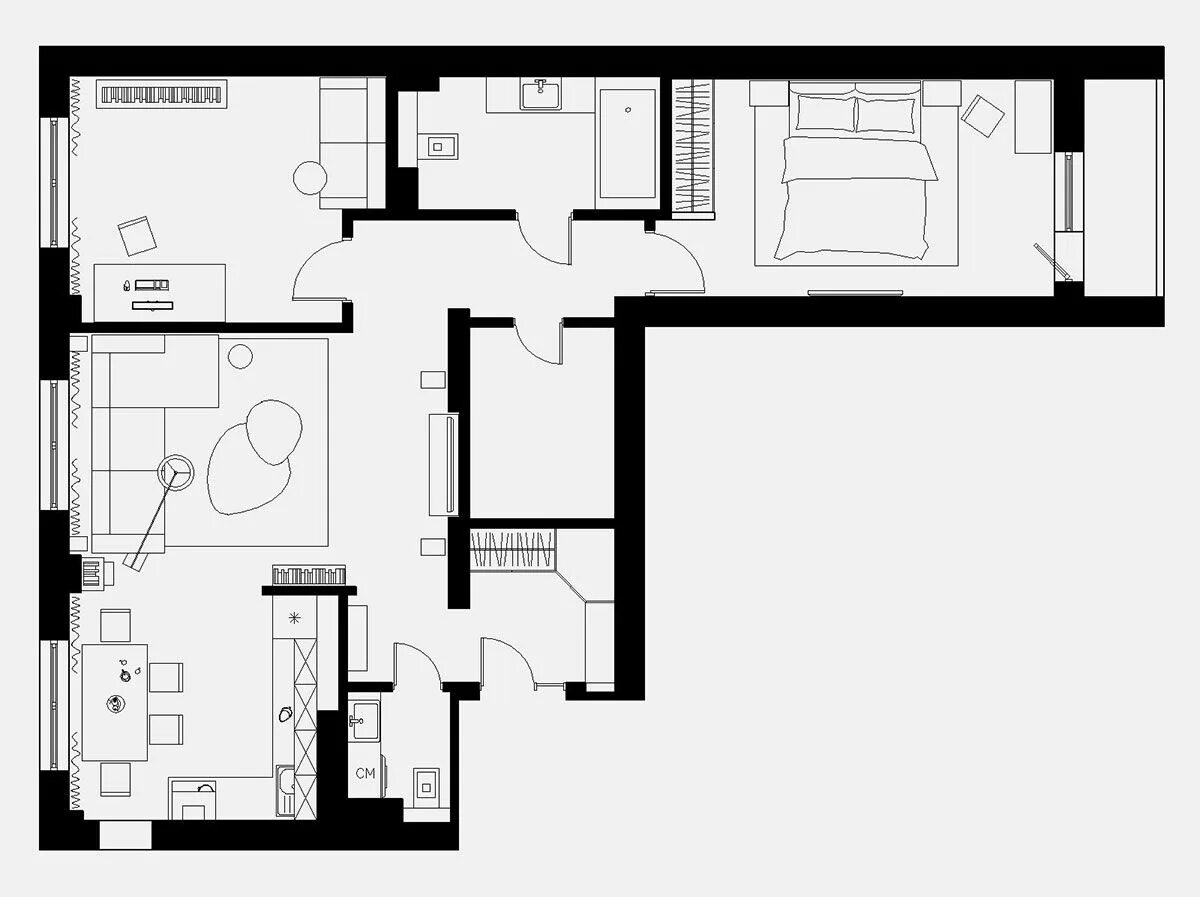 Планировка угловой квартиры Квартира на Авакяна One bedroom apartment, Floor plans, Apartment floor plans