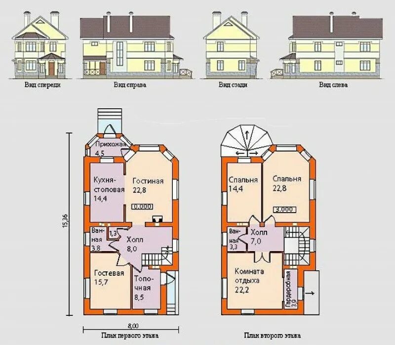Планировка узкого дома 2 этажа Проекты двухэтажных узких домов фото - DelaDom.ru