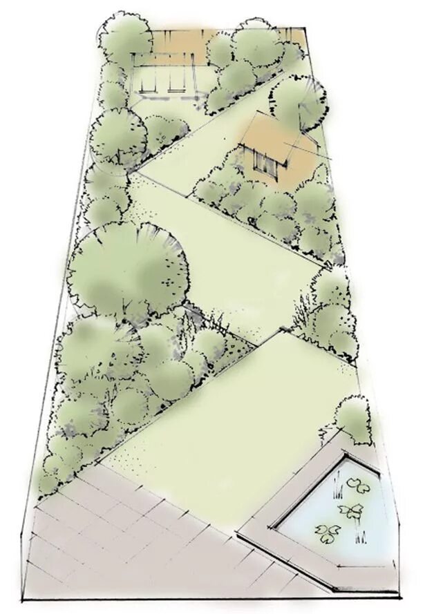 Планировка узкого участка Create a Stunning Zig-Zag Garden Layout
