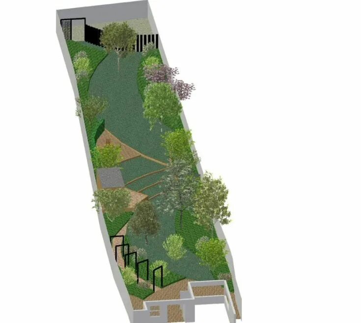 Планировка узкого участка 8 соток Garden Design Ideas - Long, Narrow Garden, Woking, Surrey Narrow garden, Garden 