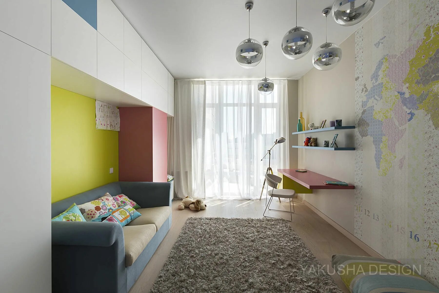 Планировка узкой комнаты для ребенка Residential quarter "Fountain Boulevard" Yakusha Design Dining room furniture la