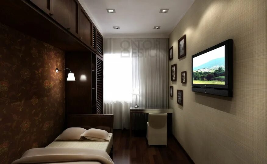 Планировка узкой спальни Картинки по запросу дизайн комнаты 10 кв.м фото Small bedroom, Bedroom layouts, 