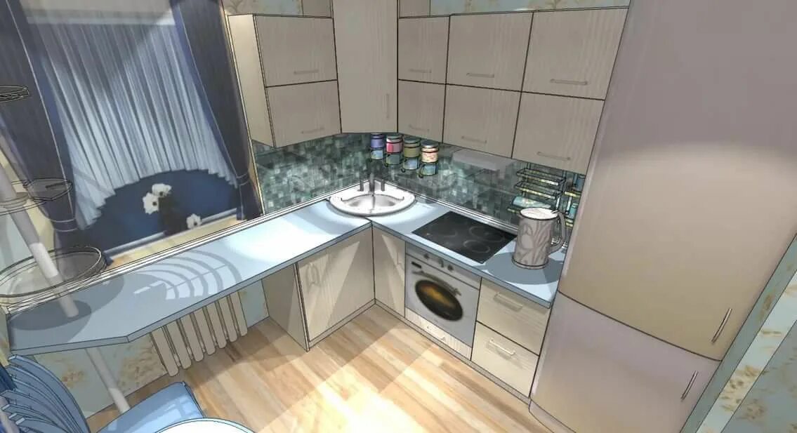 Планировка в маленькой кухне с холодильником фото подоконник 6 кв.м кухня: 14 тыс изображений найдено в Яндекс.Картинках (With ima