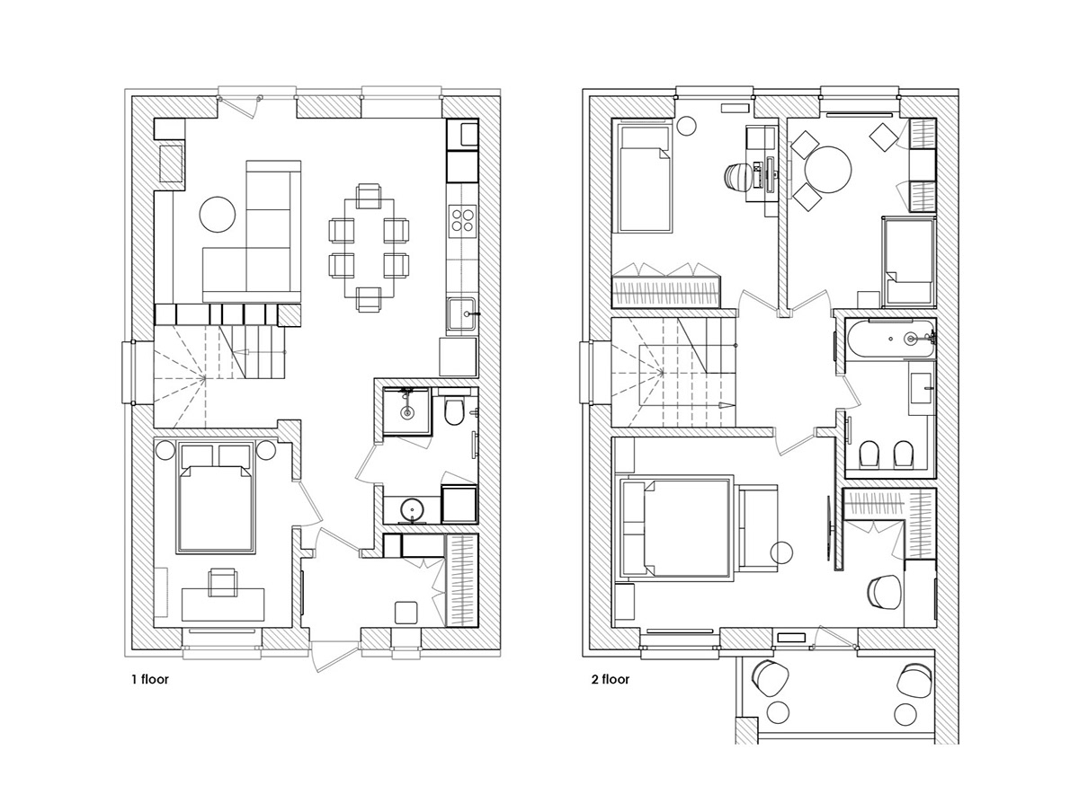 Планировка в пол этажа Duplex in Scandinavian style :: Behance