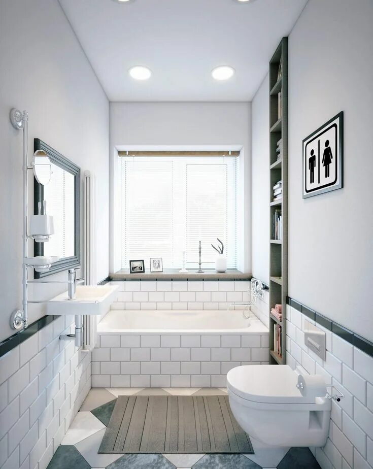 Планировка ванной комнаты с окном Частный дом в Липецке от Geometrium Bathroom design small, Small bathroom remode