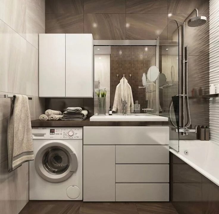 Планировка ванной комнаты со стиральной машиной Meuble, machine à laver et évier incrusté ! Mais je préfère évier à poser Дизайн