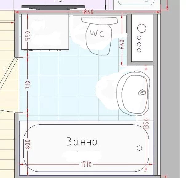 Планировка ванной комнаты в хрущевке План санузла с ванной