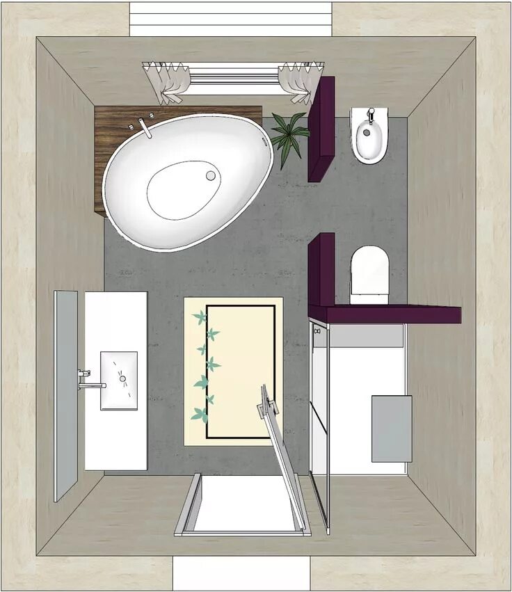 Планировка ванной в доме Sanikal Badplanung 3D - progettazione bagno piantina Badezimmer grundriss, Bad g