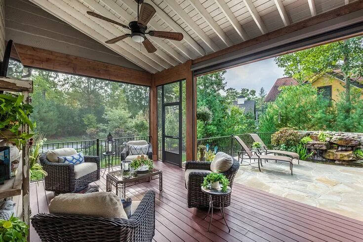 Планировка веранды фото Exterior Rustic Ramble Cottage Dillard-Jones Builders In Town Lake Mountains Cot