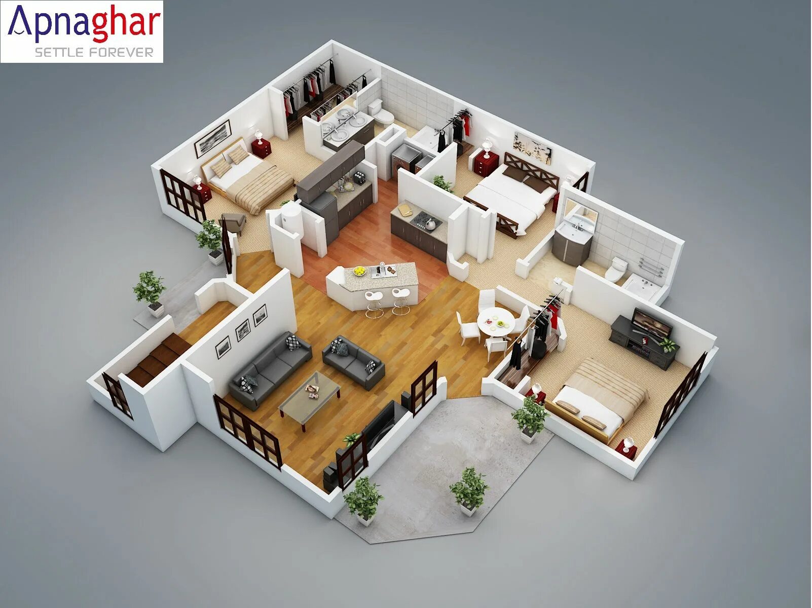 Планировка внутреннего пространства дома Pin on 3D Floor Plan