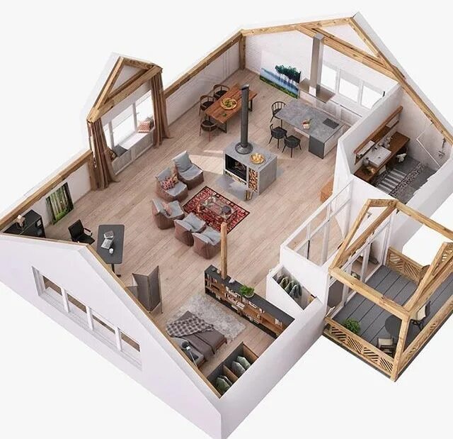Планировка внутреннего пространства дома Pin on Tiny House Plans Unique house design, Home layout design, Attic house