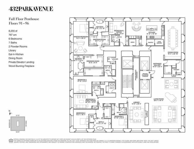 Планировка всех этажей discovery park Buyer Outed For 432 Park Avenue's $95 Million Penthouse Planos de áticos, Diseño