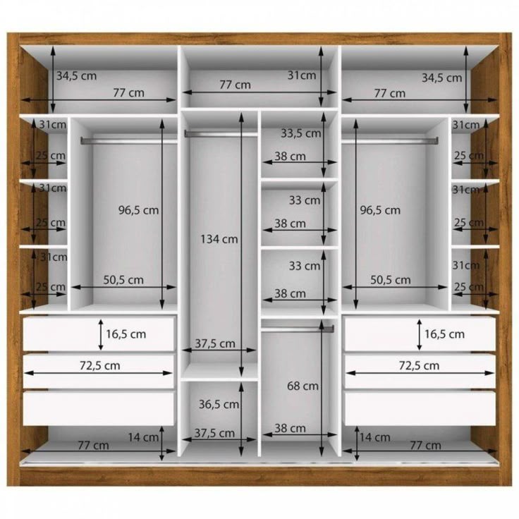Планировка встроенного шкафа в комнате Standard Wardrobe Closet Design Guidelines