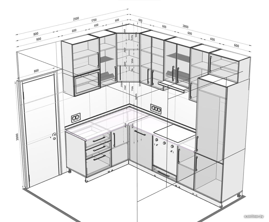 Планировка встроенной кухни Проект кухонного гарнитура углового фото - DelaDom.ru